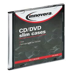 Innovera CD/DVD Polystyrene Thin Line Storage Case, Clear, 50/Pack IVR85826