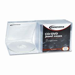 Innovera CD/DVD Standard Jewel Case, Clear, 10/Pack IVR81810
