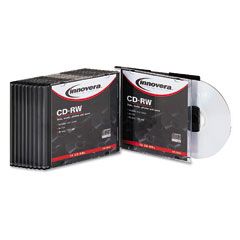 Innovera CD-RW Discs, 700MB/80min, 12x, w/Slim Jewel Cases, Silver, 10/Pk IVR78810