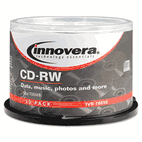 Innovera CD-RW Discs, Rewritable, 700MB/80min, 12x, Spindle, Silver, 50/Pack IVR78850