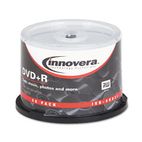 Innovera DVD+R Discs, Hub Printable, 4.7GB, 16x, Spindle, Matte White, 50/Pack IVR46831