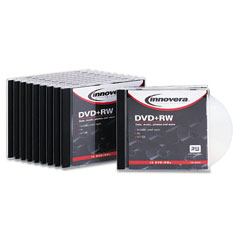 Innovera DVD+RW Discs, 4.7GB, 4x, w/Slim Jewel Cases, Silver, 10/Pack IVR46846
