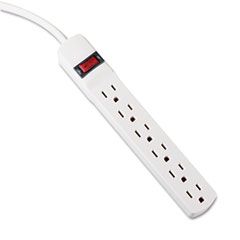 Innovera Six-Outlet Power Strip, 6-Foot Cord, 1-15/16 x 10-3/16 x 1-3/16, Ivory IVR73306