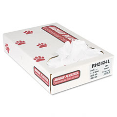 Jaguar Plastics Regular Liners, 10 gal, 6 mic, 24 x 24,Natural, 20 Rolls of 50 Bags, 1000/Carton JAGRH2424L