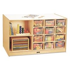 Jonti-Craft Mobile Storage Island, Clear Trays, 48w x 29d x 29-1/2h, Birch JNT04400JC