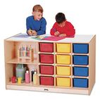Jonti-Craft Mobile Storage Island, Clear Trays, 48w x 29d x 29-1/2h, Birch JNT0440JC
