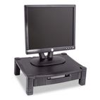 Kantek Height-Adjustable Stand with Drawer, 17 x 13 1/4 x 3 to 6 1/2, Black KTKMS420