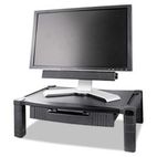 Kantek Wide Two-Level Stand with Drawer, Height-Adjustable, 20 x 13 1/4, Black KTKMS520