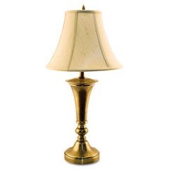 Ledu Three-Way Incandescent Table Lamp with Bell Shade, Antique Brass Finish, 27" LEDL9002