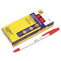 Legacy Standard Ballpoint Stick Pen, Red Ink, Fine, Dozen LOP15505