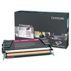 Lexmark C734A2MG Toner, 6000 Page-Yield, Magenta LEXC734A2MG