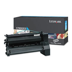 Lexmark C782X2CG Toner, 15000 Page-Yield, Cyan LEXC782X2CG