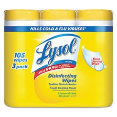 LYSOL Brand Disinfecting Wipes, 7 x 8, Lemon and Lime Blossom, 35/Canister, 3/Pack RAC82159