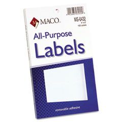 Maco Multipurpose Self-Adhesive Removable Labels, 2 x 4, White, 120/Pack MACMS6432
