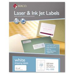 Maco White All-Purpose Labels, 2 x 4, 1000/Box MACML1000