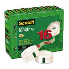- Magic Tape Value Pack, 3/4" x 1000", 1" Core, Clear, 16/Pack
