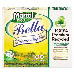 Marcal PRO 100% Premium Recycled Bella SnapPac Dinner Napkins, 15 x 17, White, 3000/Carton MRC2121