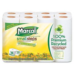 Marcal Small Steps 100% Premium Recycled 2-Ply Toilet Tissue, 16 Rolls per Pack MRC1646616PK
