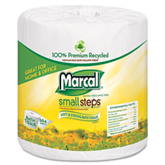 Marcal Small Steps 1005 Premium Recycled Two-Ply Bath Tissue, 504 Sheets/Roll, 80 Rolls/Carton MRC4580