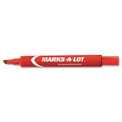 Marks-A-Lot Permanent Marker, Large Chisel Tip, Red, Dozen AVE08887