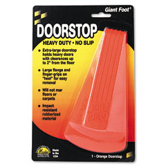 Master Caster Giant Foot Doorstop, No-Slip Rubber Wedge, 3-1/2w x 6-3/4d x 2h, Safety Orange MAS00965