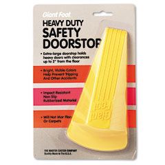 Master Caster Giant Foot Doorstop, No-Slip Rubber Wedge, 3-1/2w x 6-3/4d x 2h, Safety Yellow MAS00966