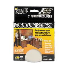 Master Caster Mighty Mighty Movers Furniture Sliders, Round, 5" Dia., Beige, 4/Pack MAS87007