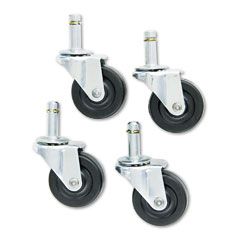 Master Caster Standard Casters, 75 lbs./Caster, Rubber, Black, 4/Set MAS30701
