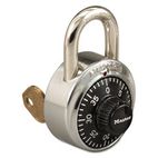 Master Lock Combination Stainless Steel Padlock w/Key Cylinder, 1-7/8" Wide, Black/Silver MLK1525