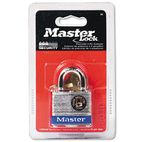 Master Lock Four-Pin Tumbler Lock, Laminated Steel Body, 1-1/2" Wide, Silver/Blue, Two Keys MLK3D