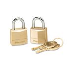 Master Lock Three-Pin Brass Tumbler Locks, 3/4" Wide, 2 Locks & 2 Keys/Pack MLK120T