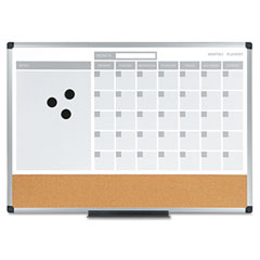 MasterVision MasterVision 3-in-1 Planner, 24X18, Dry Erase/Calendar/Cork, Alum. Frame BVCMB3507186
