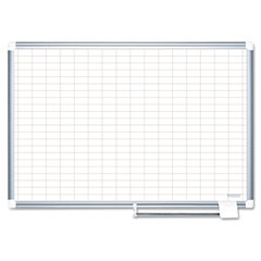 MasterVision MasterVision Grid Planning Board, 1x2" Grid, 36x24, White/Silver BVCMA0392830