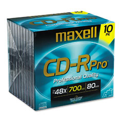 Maxell CD-R Discs, 700MB/80min, 40x, w/Jewel Cases, Gold, 10/Pack MAX648410