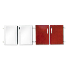 Mayline Doors for Veneer Low Wall Cabinet, Sierra Cherry/Glass, 4/Set MLNVLCDCRY