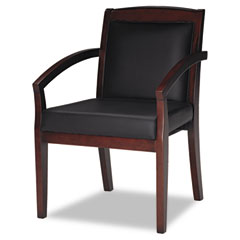 Mayline Mercado Series Wood Guest Chair, Mahogany/Black Leather MLNVSCABMAH