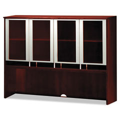 Mayline Napoli Series Assmbld Hutch with Glass Doors, 63w x 15d x 50h, Sierra Chry MLNNH63CRY
