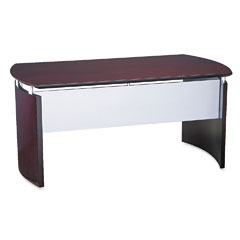 Mayline Napoli Series Wood Veneer 63w Desk Top with Modesty Panel, Mahogany MLNNDT63MAH