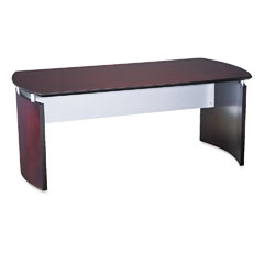 Mayline Napoli Series Wood Veneer 72w Desk Top with Modesty Panel, Mahogany MLNNDT72MAH