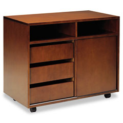 Mayline Stella Series Veneer Mobile Storage Cabinet, 34w x 19d x 28h, Toffee MLNSKSCTOF