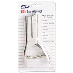 McGill 20-Sheet Heavy-Duty One-Hole Utility Punch, 1/4 Inch Hole, Nickel-Plated Steel MCG303