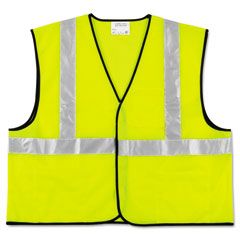 MCR Safety Class 2 Safety Vest, Fluorescent Lime w/Silver Stripe, Polyester, 2X CRWVCL2SLXL2