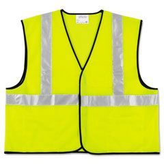 MCR Safety Class 2 Safety Vest, Fluorescent Lime w/Silver Stripe, Polyester, Large CRWVCL2SLL