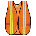 MCR Safety Orange Safety Vest, 2" Reflective Strips, Polyester, Side Straps, One Size CRWV201R