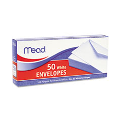Mead Business Envelope, 4 1/8 x 9 1/2, 20 lb, White, 50/Box MEA75050