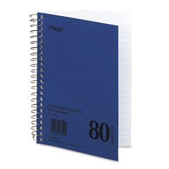Mead Spiral Bound 1 Subject Notebook, College Rule, 5 x 7, White, 80 Sheets/Pad MEA06542