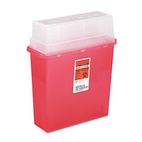 Medline Sharps Container for Patient Room, Plastic, 5 Quart, Rectangular, Red MIIMDS705152H