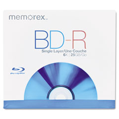 Memorex Blu-Ray BD-R Recordable Disc, 25GB, 6x, 15/Pk MEM98685