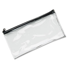 MMF Industries Leatherette Zippered Wallet, Leather-Like Vinyl, 11w x 6h, Clear MMF234041720