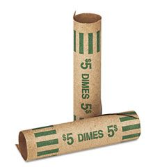 MMF Industries Preformed Tubular Coin Wrappers, Dimes, $5, 1000 Wrappers/Box MMF2160600C02